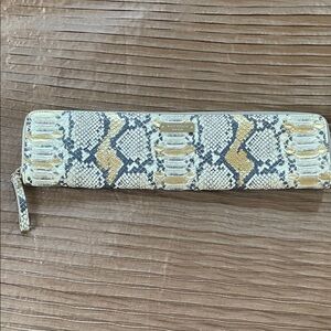 Kate Spade Snake Print Clutch in Gold and Gray
